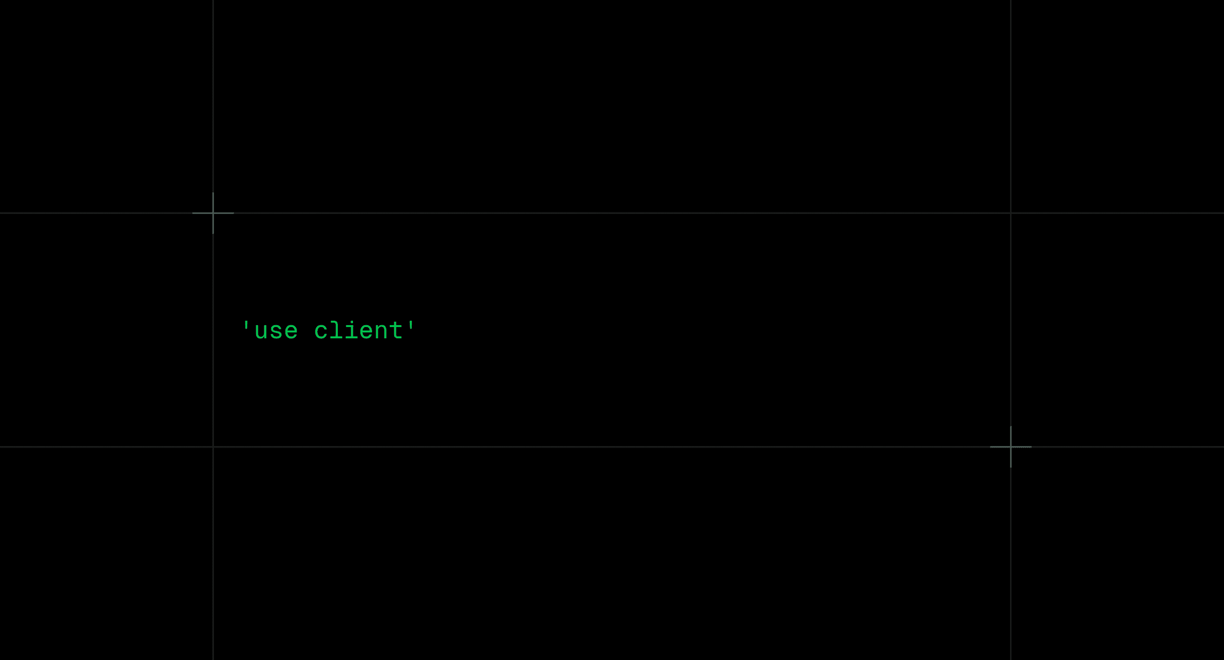 The use client directive in green text on a black grid.